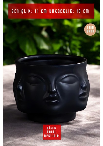 Dekoratif Sukulent Saksısı Küçük Mini Beton Saksı Siyah Model 16 modelleri