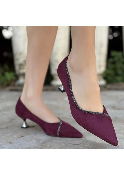 Diyya Bordo Süet Topuklu Ayakkabı fırsatları