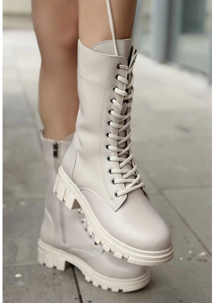 Nabah Bej Cilt Bağcıklı Bot