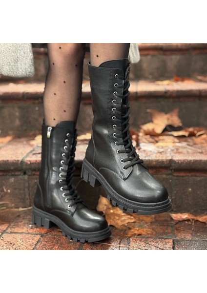 Nabah Siyah Cilt Bağcıklı Bot fırsatları