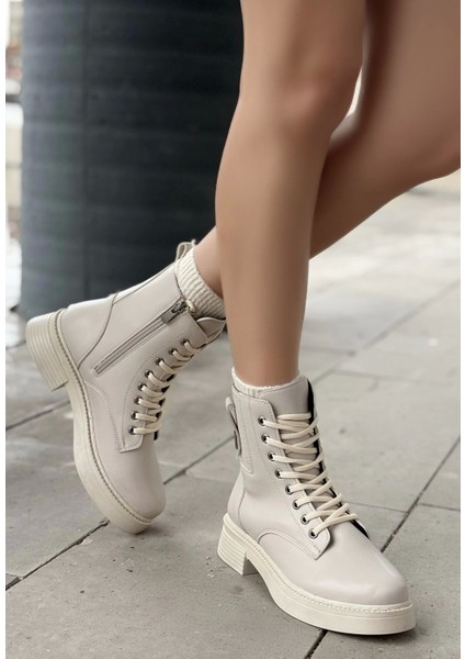 Ceprin Bej Cilt Bağcıklı Bot fiyatları