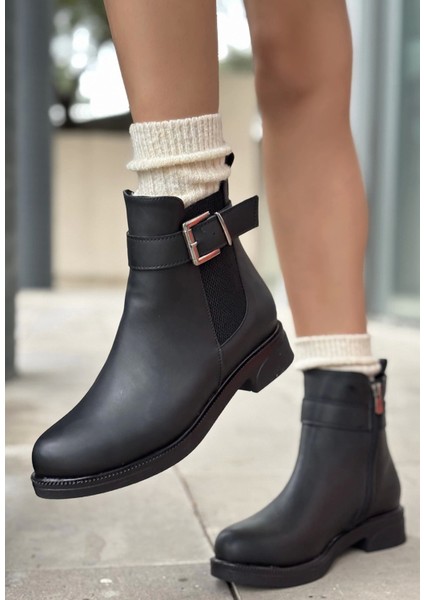 Wennes Siyah Cilt Topuklu Bot