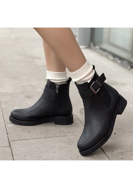 Wennes Siyah Cilt Topuklu Bot fırsatları