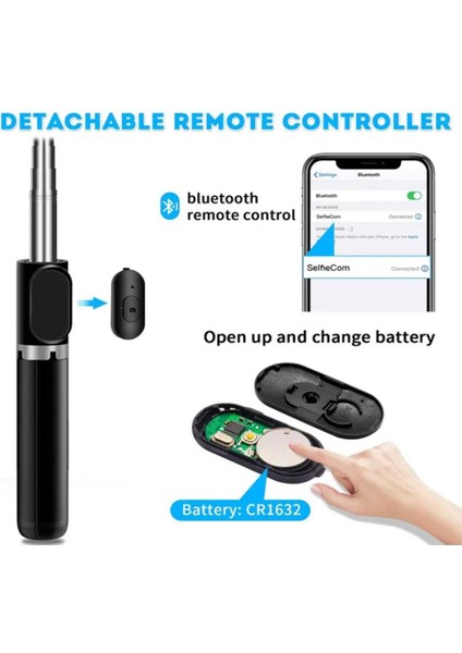 Selfie Stick 360 Derece Bluetooth Kumandalı Selfie Çubuğu Tripod Q02