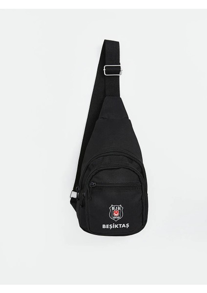 Siyah Beşiktaş Baskılı Erkek Göğüs Çantası