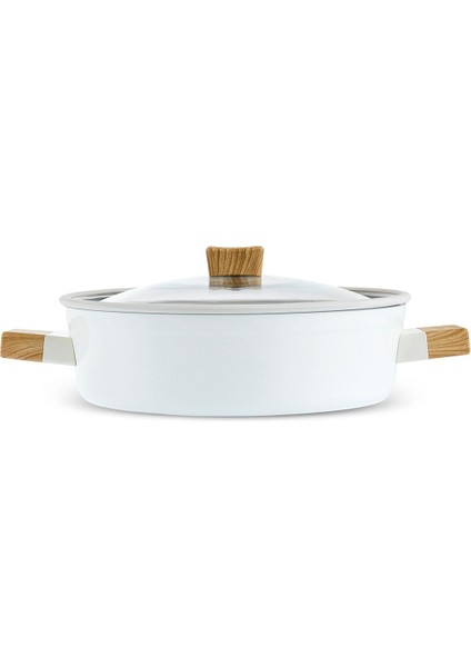 Swiss Crystal Creamy Wood Karnıyarık Tencere 26 cm
