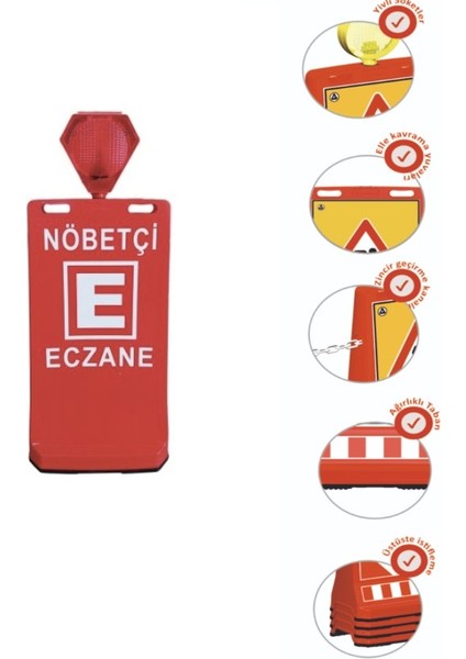 Flaşör Lambalı Eczane Baskılı Çift Yön Ultra Levhalı Reklam Dubası Kırmızı Renk 7.5 kg fiyatları