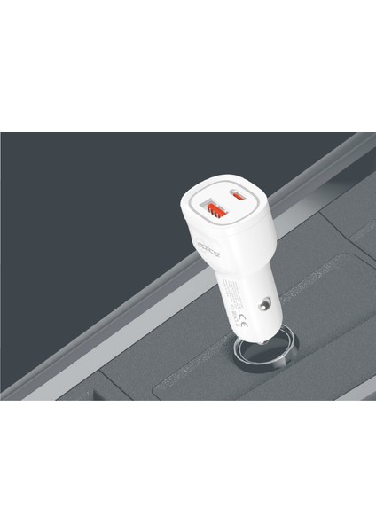 APC-CC50 40W Pd Type-C & Usb-A Çift Portlu Hızlı Şarj Özellikli Işıklı Araç Içi Şarj Cihazı