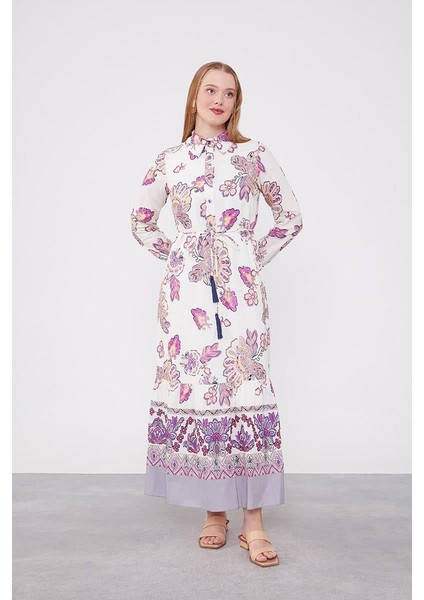 Bej Gömlek Yaka Beli Ip Detaylı Elbise modelleri