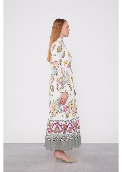 Ekru Gömlek Yaka Beli Ip Detaylı Elbise fırsatları