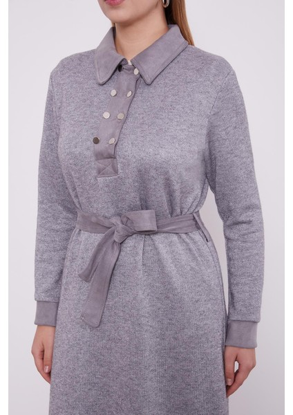 Gri Kendinden Simli Kaşmir Elbise indirimleri