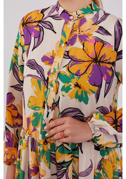 Hardal Eteği Volanlı Empirme Elbise indirimleri