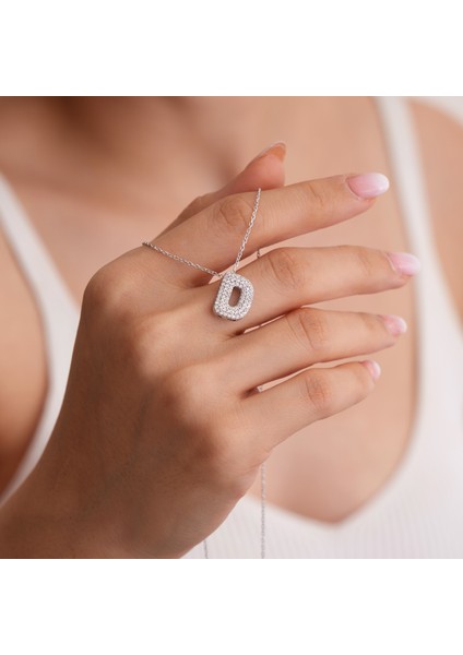 925 Ayar Radyum Kaplama D Harfli Gümüş Kolye fiyatları