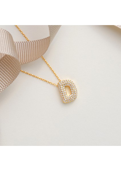 925 Ayar Radyum Kaplama D Harfli Gümüş Kolye modelleri