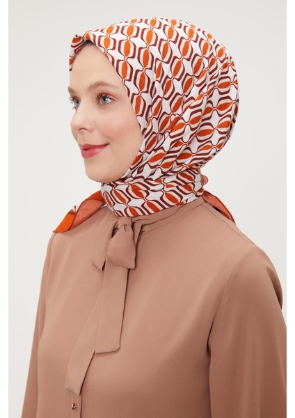 Turuncu Elips Desen Modal Ipek Eşarp fiyatları