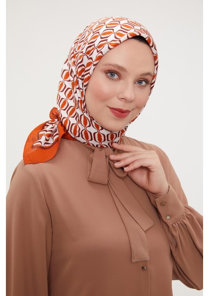 Turuncu Elips Desen Modal Ipek Eşarp modelleri