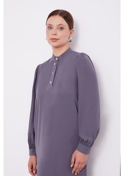 Antrasit Hakim Yaka Eteği Piliseli Şifon Elbise indirimleri