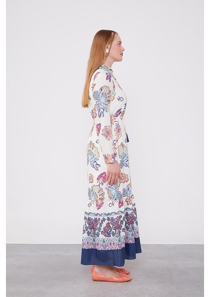 Lacivert Gömlek Yaka Beli Ip Detaylı Elbise fırsatları