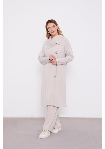 Vizon Düğme Detaylı Pantolonlu Tunik Takım
