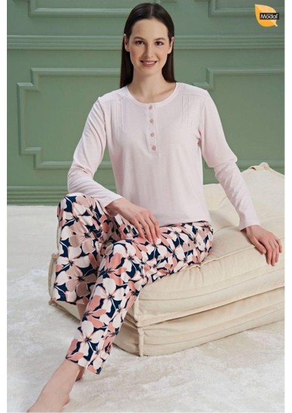 Kadın Yazlık Uzun Kol Pijama Takım