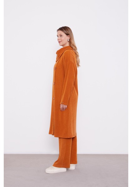 Tarçın Düğme Detaylı Pantolonlu Tunik Takım