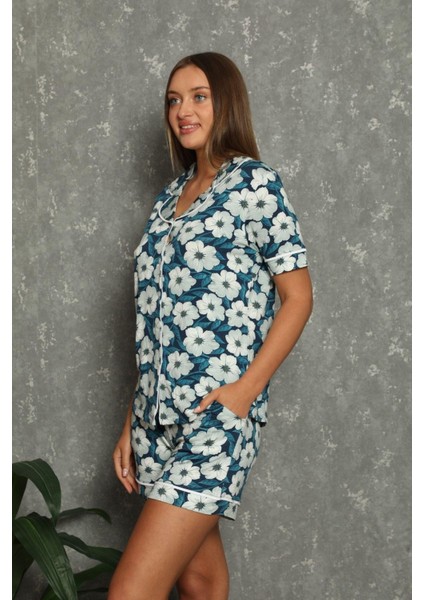 Kadın Papatya Desen Düğmeli Şortlu Pijama Takımı fiyatları