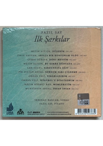 Fazıl Say Ilk Şarkılar CD ( (Jelatininde Sıfır Orijinal Dönem Baskı Cd)