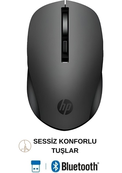 S1000R Çift Modlu 2,4ghz Kablosuz & Bluetooth V5.0 Sessiz Mouse Siyah | Ramwhite Garantili