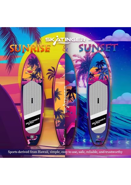 Lethe Boards Sunset Sup Board Double Layer Paddle Board Skatinger Şişme Sörf Tahtası Full Set 335 x 84 x 15 cm Kolayca Taşınabilir + Su Geçirmez Telefon Kılıfı Hediye fiyatları
