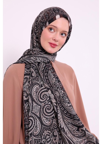 Siyah Etnik Desen Love Şal modelleri