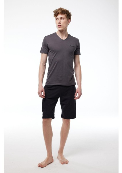Erkek Yeşil V Yaka Şortlu Pijama Takımı 6023 fiyatları