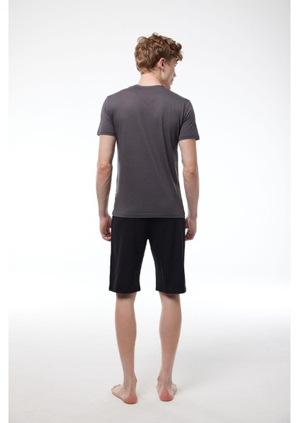 Erkek Yeşil V Yaka Şortlu Pijama Takımı 6023 modelleri