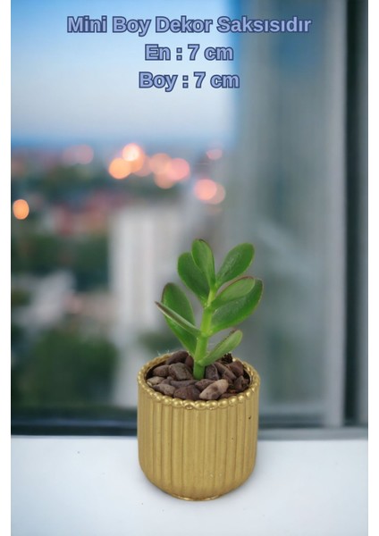 El Yapımı Saksı Altın Eskitme Dekoratif Saksı Küçük Boy Model 30