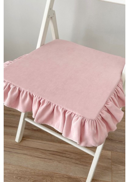 Fırfırlı Pembe Iskandinav Sandalye Minderi