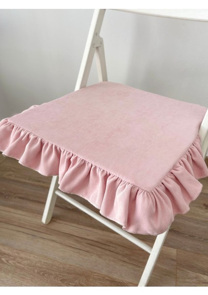 Fırfırlı Pembe Iskandinav Sandalye Minderi