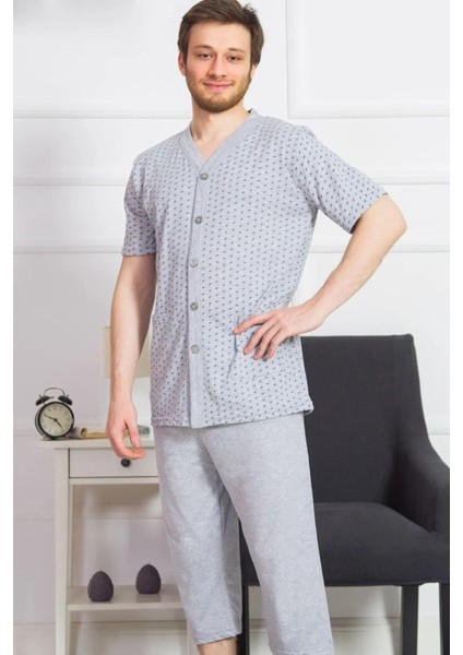 Good Look Erkek Gri Pamuk Kapri Pijama Takım
