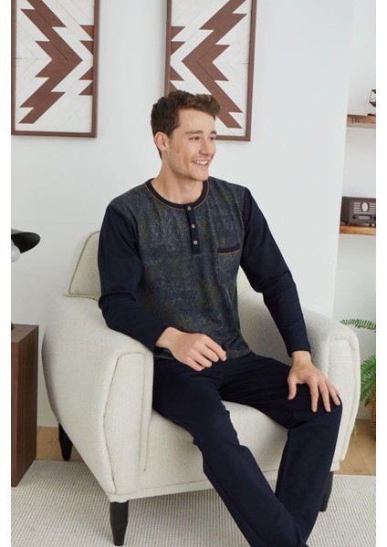 Erkek Yaka Reçme Pijama Takım
