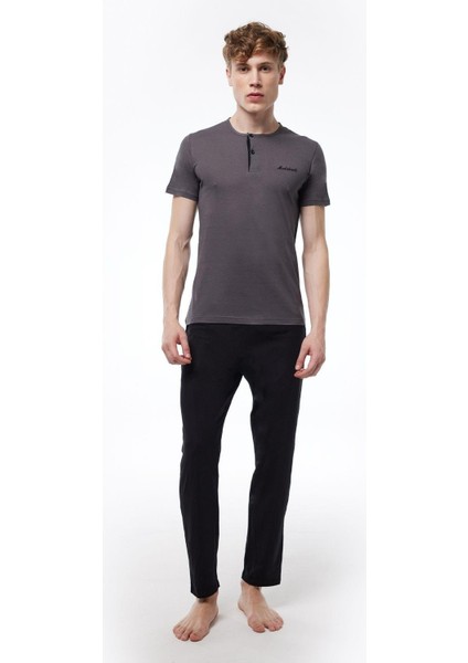 Erkek Bordo 2 Li Takım Düğmeli Yazlık Pijama Takımı 6020