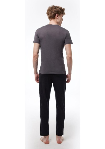 Erkek Bordo 2 Li Takım Düğmeli Yazlık Pijama Takımı 6020