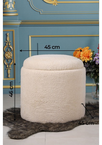 Sandıklı 45 x 45 cm Peluş Krem Kumaşlı Çok Amaçlı Puf Koltuk indirimleri
