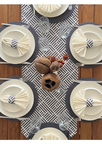 Amerikan Servis Klasik Desen Takım 6 Supla, 6 Kumaş Peçete, 6 Peçete Halkası ve Runner Örtü Kombin 2 5,0 4 Değerlendirme fırsatları