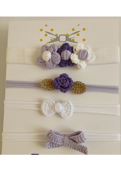 4'lü Set Örgü Motifli Saç Bandı - Çok Renkli - Organik & El Yapımı fiyatları