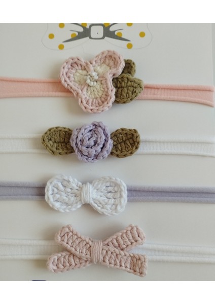 4'lü Set Örgü Motifli Saç Bandı - Çok Renkli - Organik & El Yapımı fiyatları