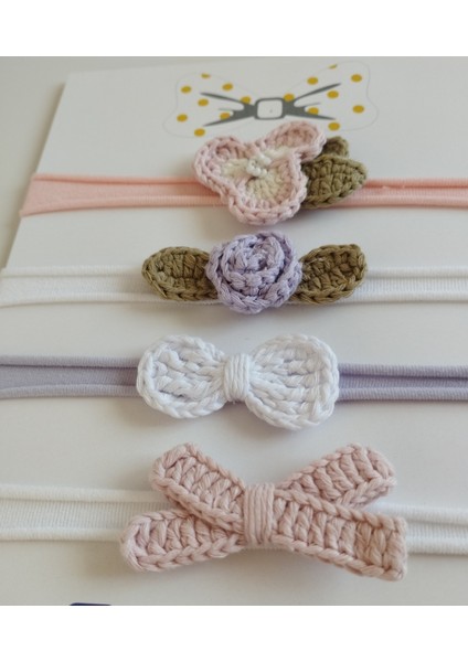 4'lü Set Örgü Motifli Saç Bandı - Çok Renkli - Organik & El Yapımı modelleri