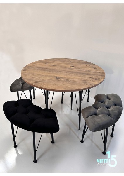Atlantik Çam Yuvarlak Masalı Bench Takımı Bench & Puf Takımı Yuvarlak Masa Füme-Siyah Bench indirimleri