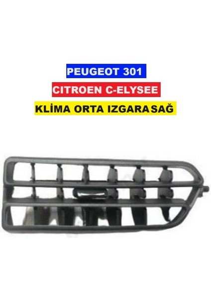 Klima Kalorifer Havalandırma Izgara Difizör Orta Sağ Peugeot 301 Cıtroen C-Elysee