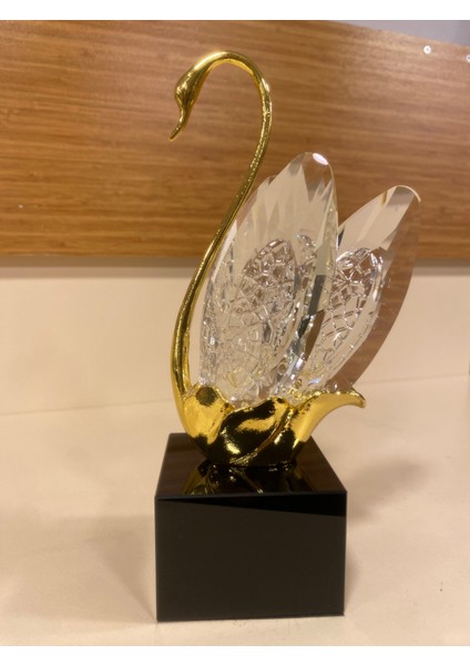 Dekoratif Kristal ve Pirinç Altın Ortaboy Kuğu Boy 22 cm fırsatları