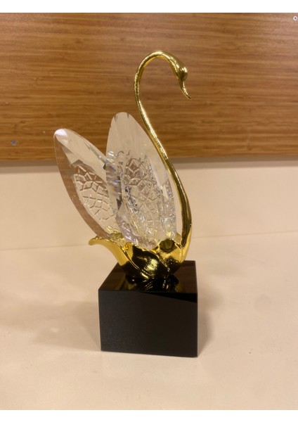 Dekoratif Kristal ve Pirinç Altın Ortaboy Kuğu Boy 22 cm indirimleri