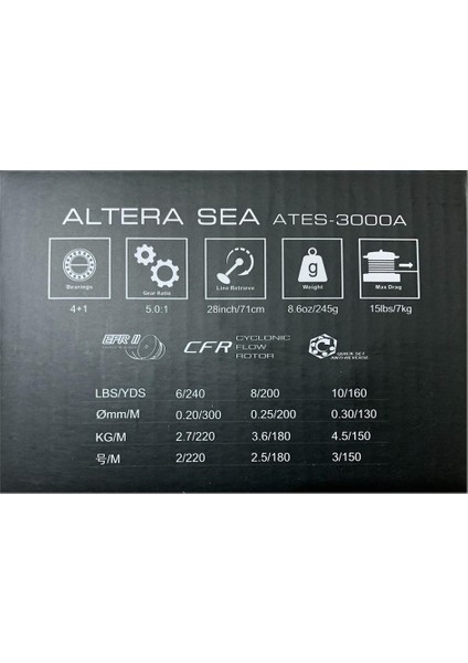 Altera Sea ATES-3000A 4+1bb Spin Olta Makinesi fiyatları