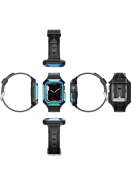 Watch 7 45MM Uyumlu Krd-88 Sert Pc Kasa Koruyuculu Uyumlu Kordon Zore - Mavi